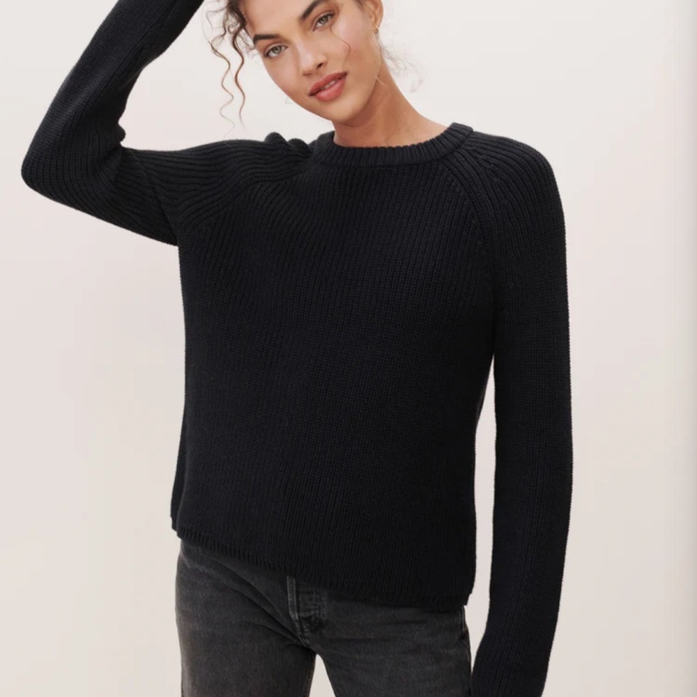 Jenni Kayne 100% Cotton Fisherman Sweater Black XS